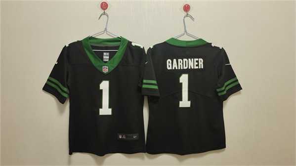 Women%27s New York Jets #1 Ahmad Sauce Black Vapor Stitched Jersey